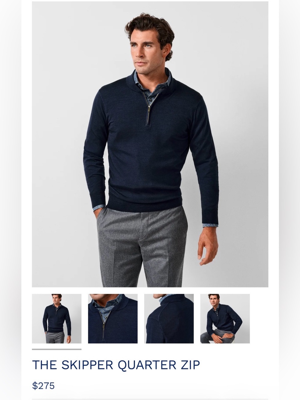 David Donahue Men's Quarter-Zip Sweater in Navy